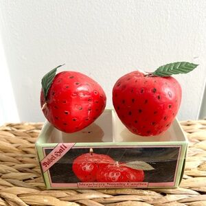 Set of 2 vintage strawberry candles
